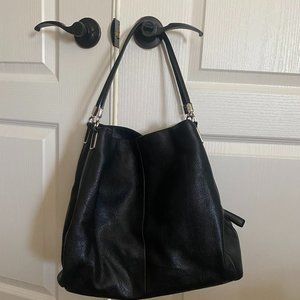 Black leather Coach shoulder, bucket bag.